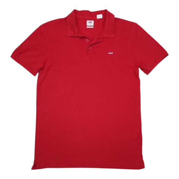 Levis Mens Red Polo Shirt Size Medium Standard Fit Cotton - Picture 1 of 9
